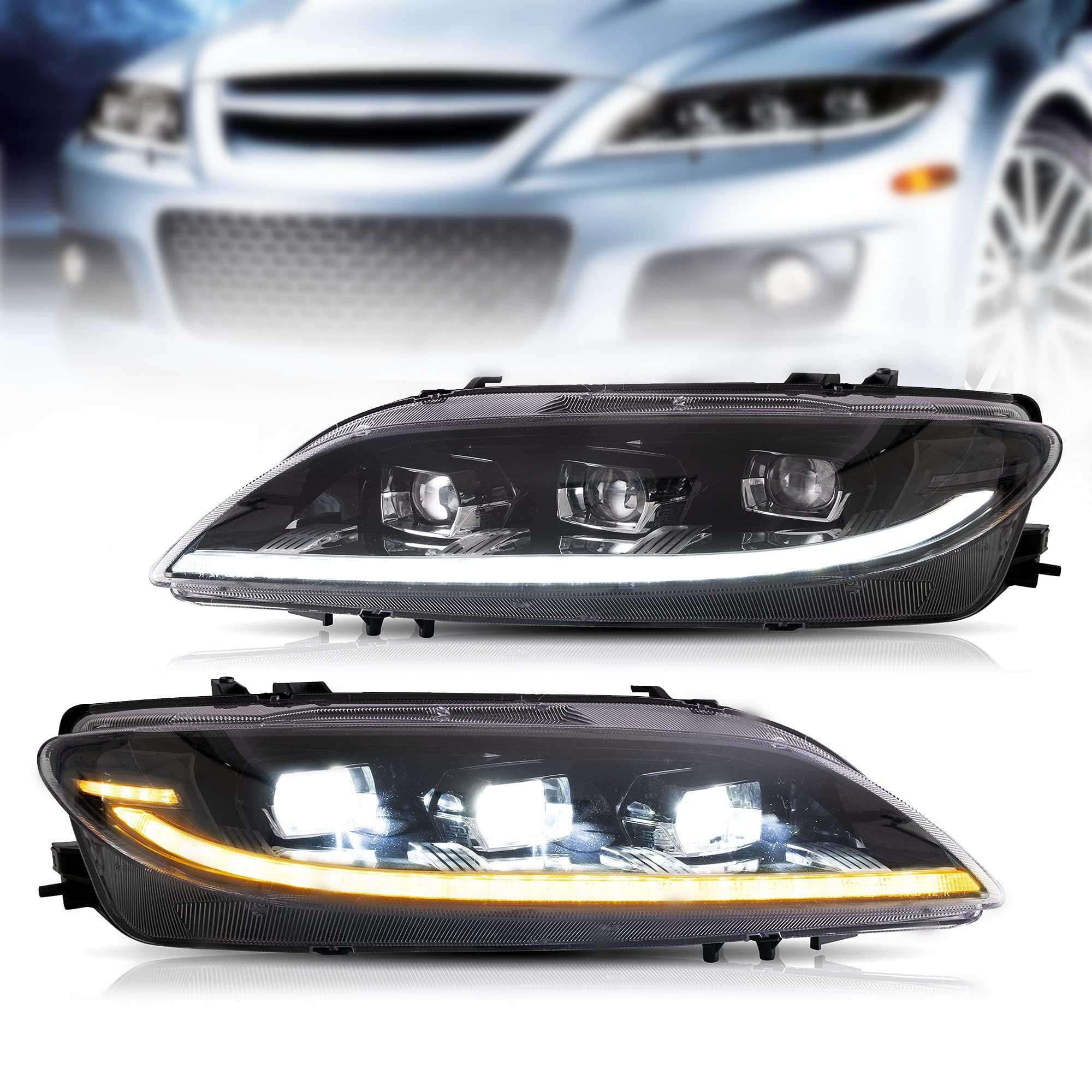 Amazon.com: VLAND Led Headlights Compatible with Ma-z-da6 M6 (GG1