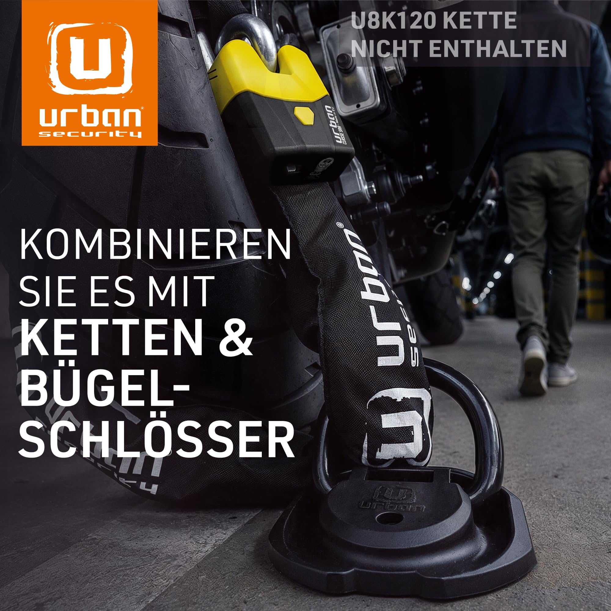 urban UR56 Bodenanker Höchster Sicherheit, Gründlich Getestet, Stärkerem ø16 Speziell Gehärteter Stahl Schwenkschäkel, Exklusives Hochwertiges Design, 4 Ankerpunkte, Wandanker Motorrad Roller Fahrrad