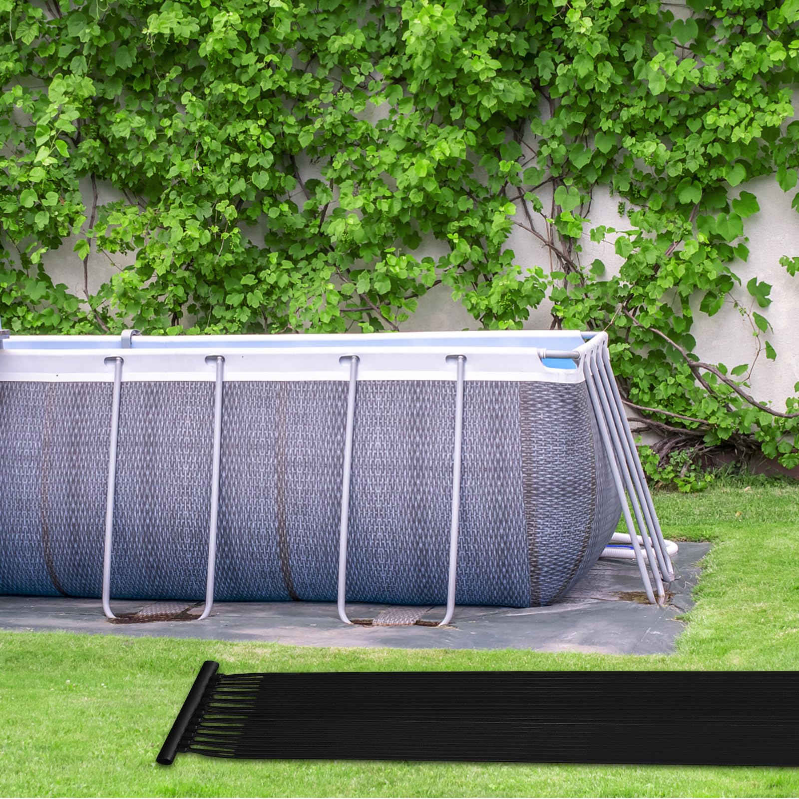 SOARS Réchauffeur Solaire, Lot de 2 Panneaux Solaire Piscine Hors Sol, Matériau PE de Qualité, Set d’Accessoires Complets, pour Piscine Jusqu’à 12000L d’Eau, Noir (3 x 0,75 m)