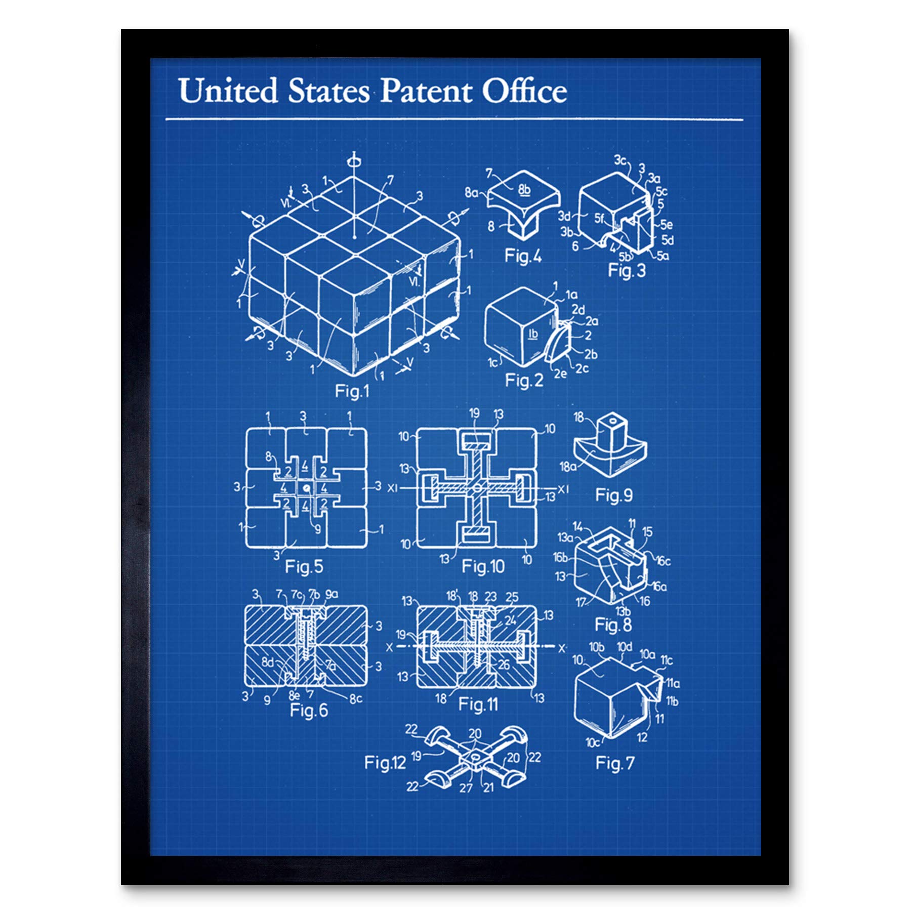 Artery8 Rubik Toy Spatial Logical 1983 Patent Plan Art Print Framed Poster Wall Decor 12x16 inch