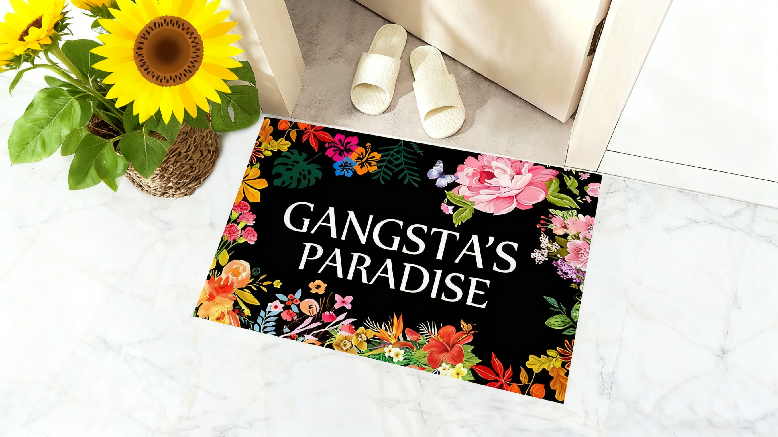 Amazon.com: DAYLIPILLOW Gangsta's Paradise Flower Doormat Funny