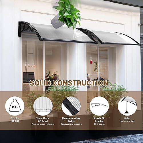 Miniatura 6 de Yescom - Toldo para ventana de puerta de patio o patio, protección contra la lluvia y la nieve, de policarbonato