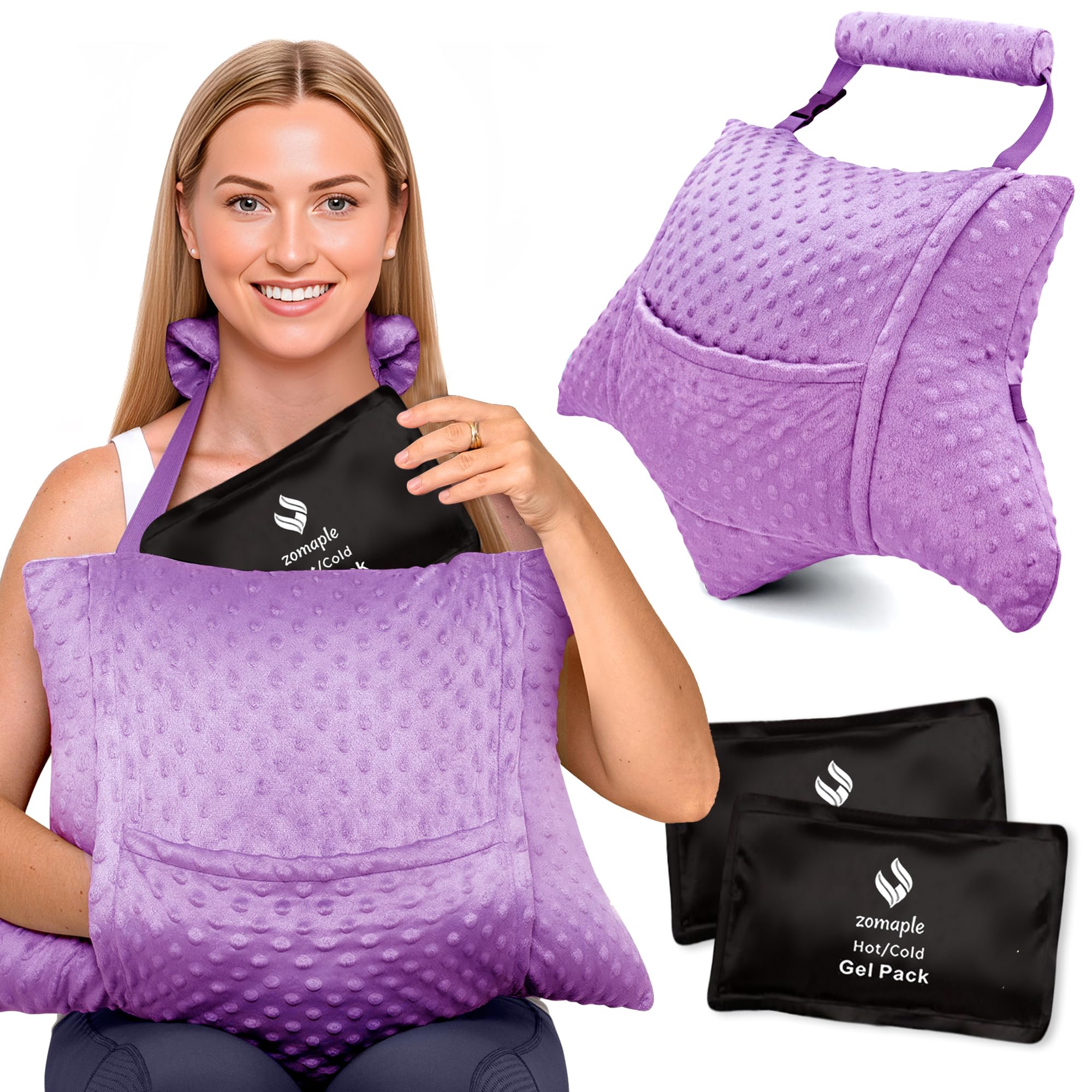 Zomaple Recovery Hysterectomy Pillow with Strap & 2 Gel Pack – Post Abdominal Surgery Must Haves – Ideal for C-Section, Laparoscopic & Hernia Healing Comfort