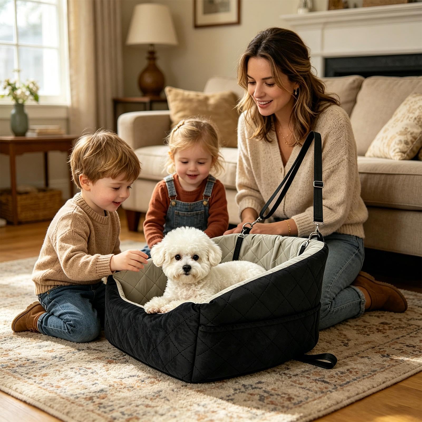 Asiento de Coche para Perro Pequeño Impermeable con Cinturón de Seguridad | Accesorio de Viaje para Coche Para Gatos Perros Pequeños Medianos SUV Furgoneta Viaje Carretera