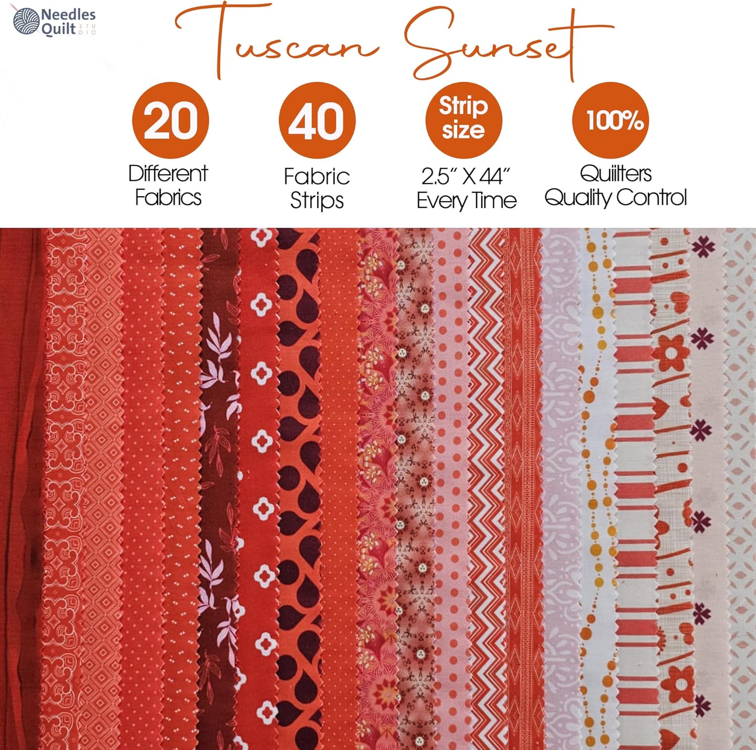 Jelly Roll Fabrics for Quilting Clearance 40 Strip 2.5" x 44" | Cotton Strips Bundles – Perfect Quilting Fabric for Sewing, Precut Quilt Projects, and DIY Crafts (Tuscan Sunset)