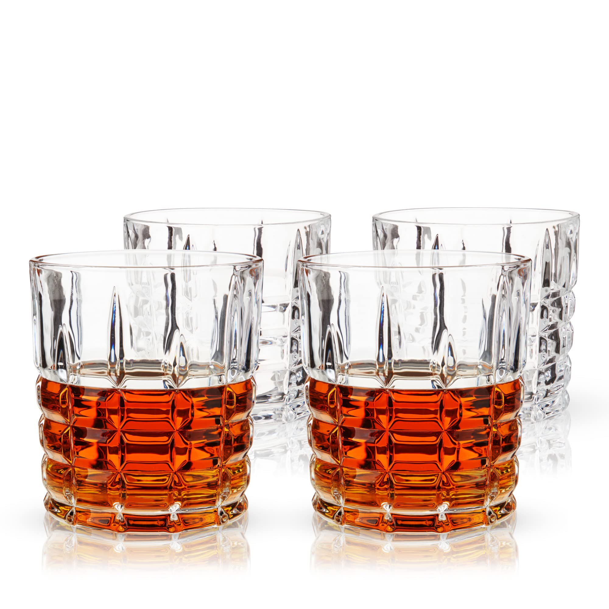 Viski Highland D.O.F zestaw 4 szt., bezołowiowy kryształ, klasyczne naczynia koktajlowe Lowball, 295 ml, podwójne staromodne szkło