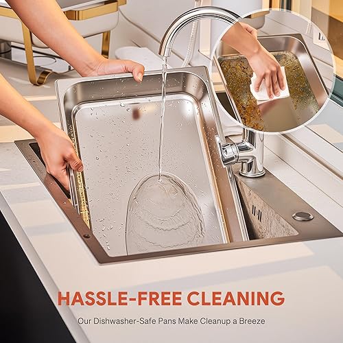 Miniatura 5 de WILPREP Juego de 4 platos para bufé, juego de 4 calentadores de bufé y sartenes de tamaño completo y marcos plegables, calentadores de alimentos de