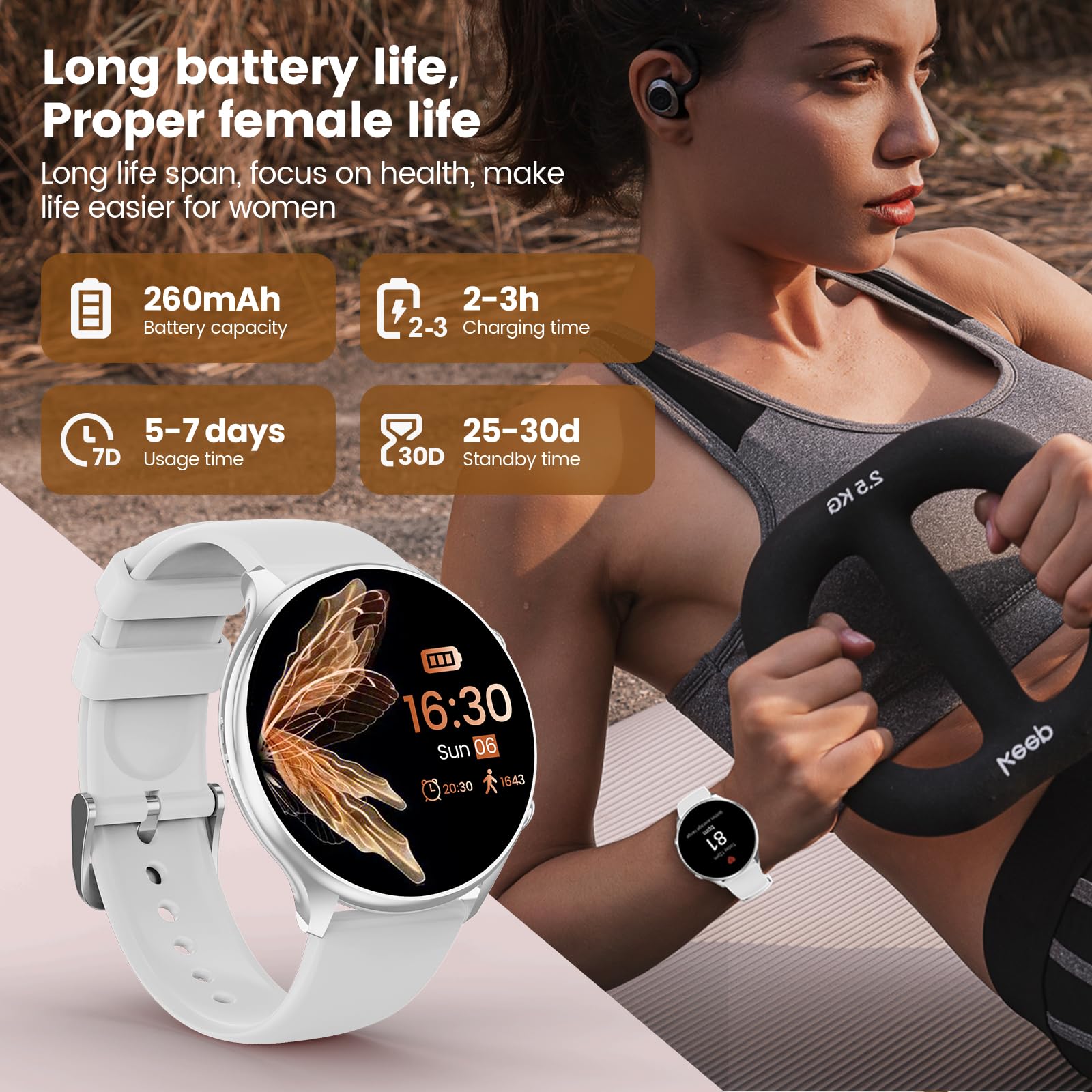 SLOKSFil 2024 Smartwatch Donna, Fitness Tracker con Contapassi, Sonno, Cardiofrequenzimetro, 1.39'' Orologio Smartwatch con Funzione Telefono, IP68 Smart watch Donna per Android & iOS
