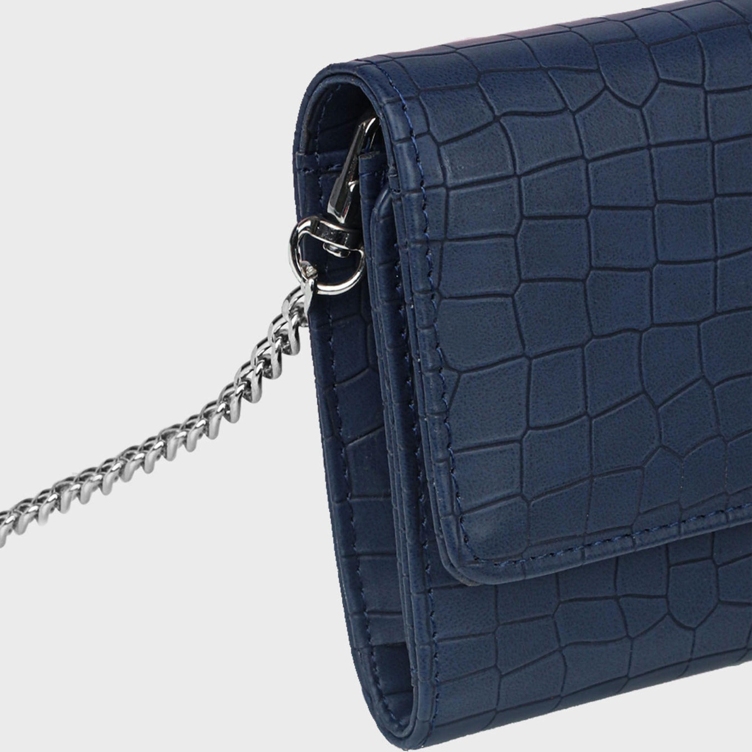 The Wallet Store Croco Design Sling Bag - Blue