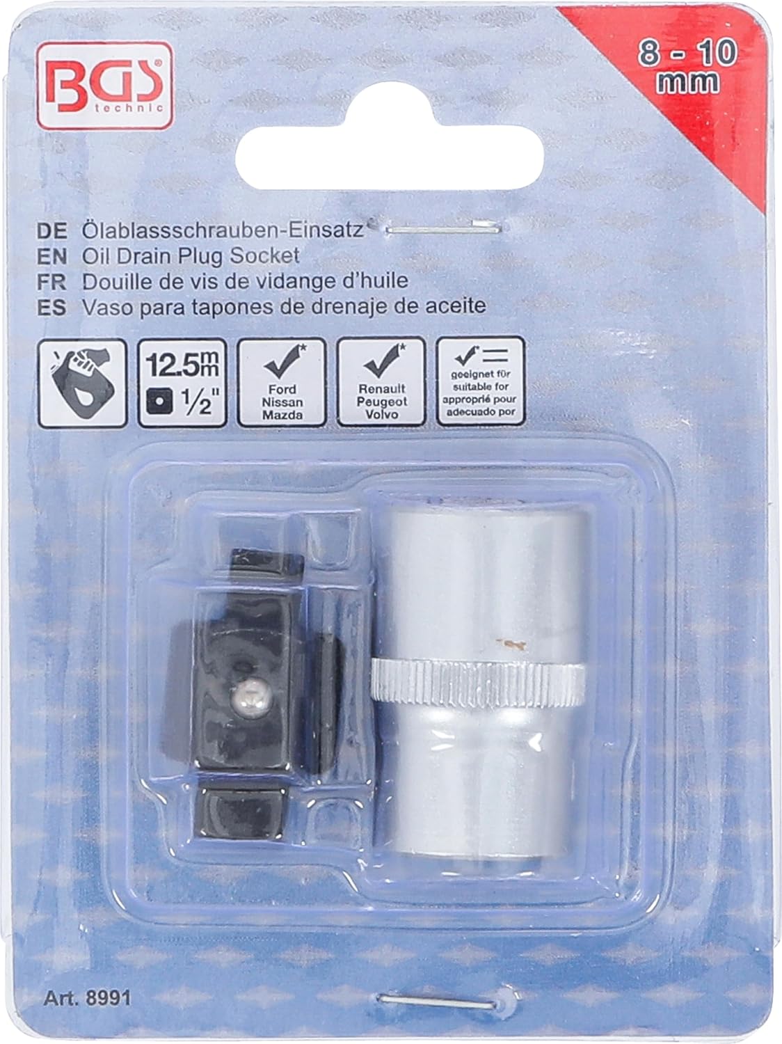 BGS 8991 Oil Drain Plug Insert Square 8 mm + 10 mm