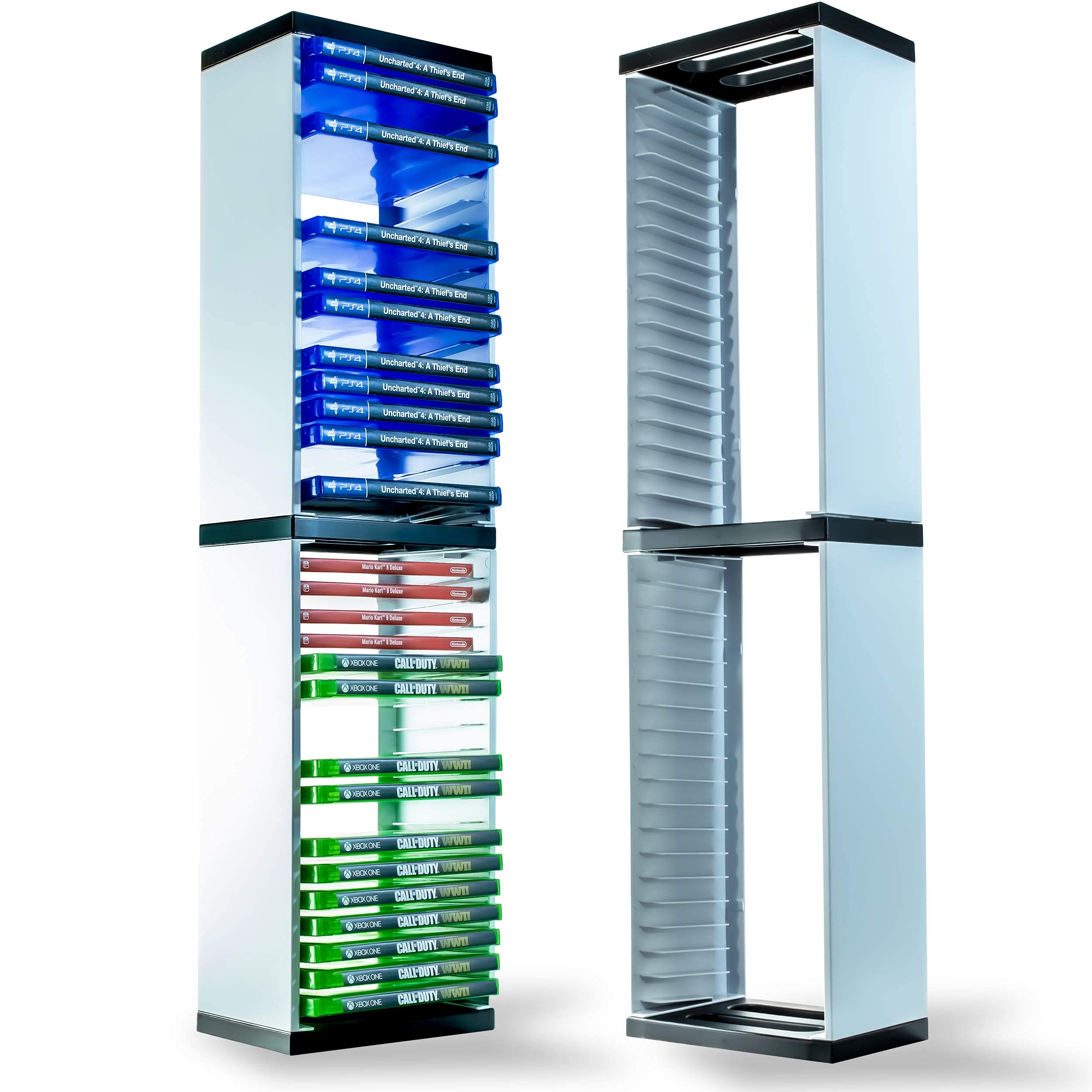 ADZ Universal Game Storage Tower 36 Disks Spielhalter Rack für PS4 PS5 Xbox One Xbox Series X/S Nintendo Switch Weiß