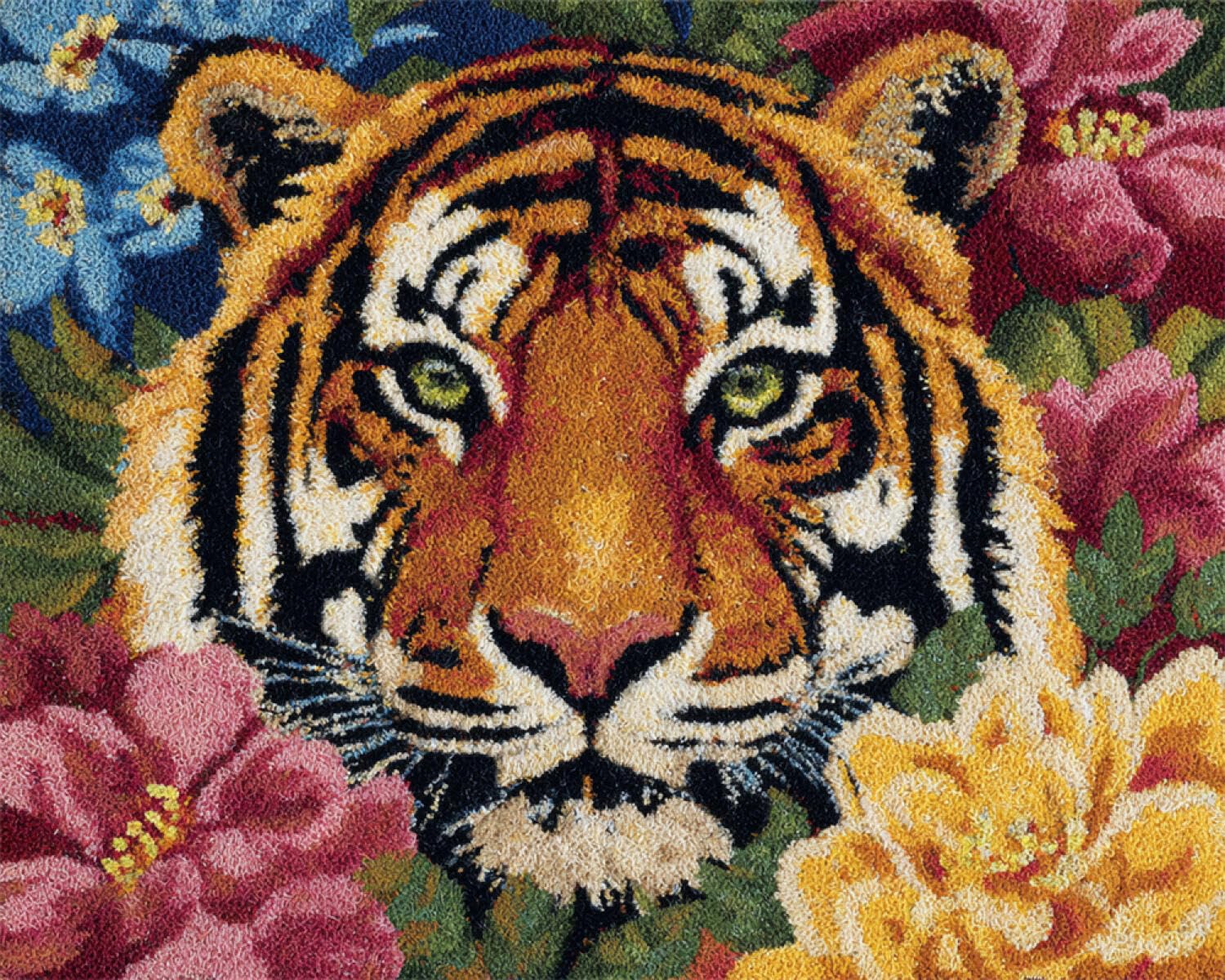 Henypt DIY Latch Hook Rug Kit Tigers and Flowers 55x75cm
