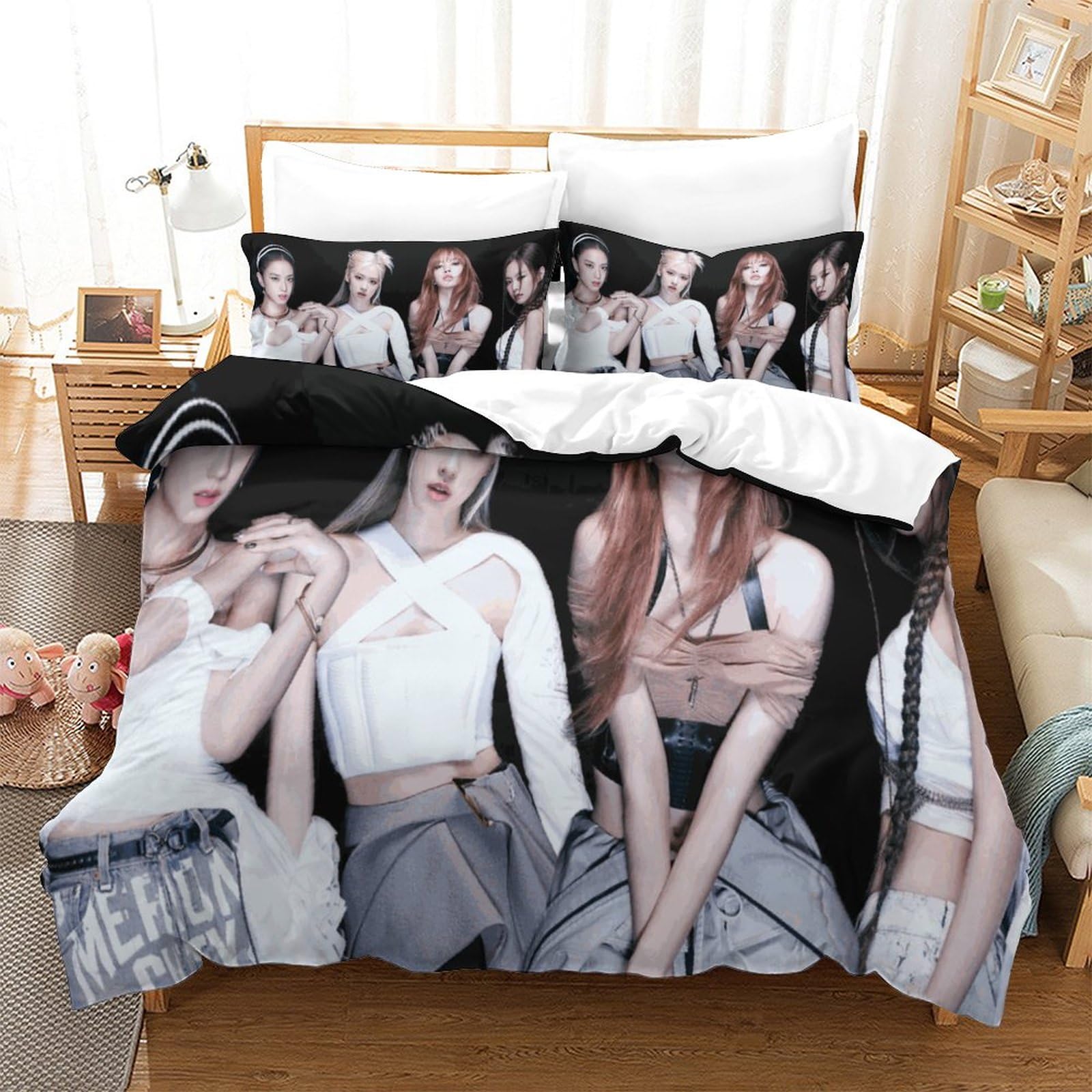 Housse De Couette 3D Blackpink En Microfibre - Parure 3 Pièces, Tailles Double à Super King, Douce, Respirante, Lavable Machine