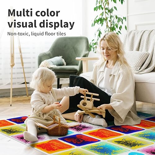 Miniatura 3 de Art3d Azulejos sensoriales líquidos para actividades de suelo, cuadrados, 11.8 x 11.8 pulgadas, multicolor, 6 azulejos