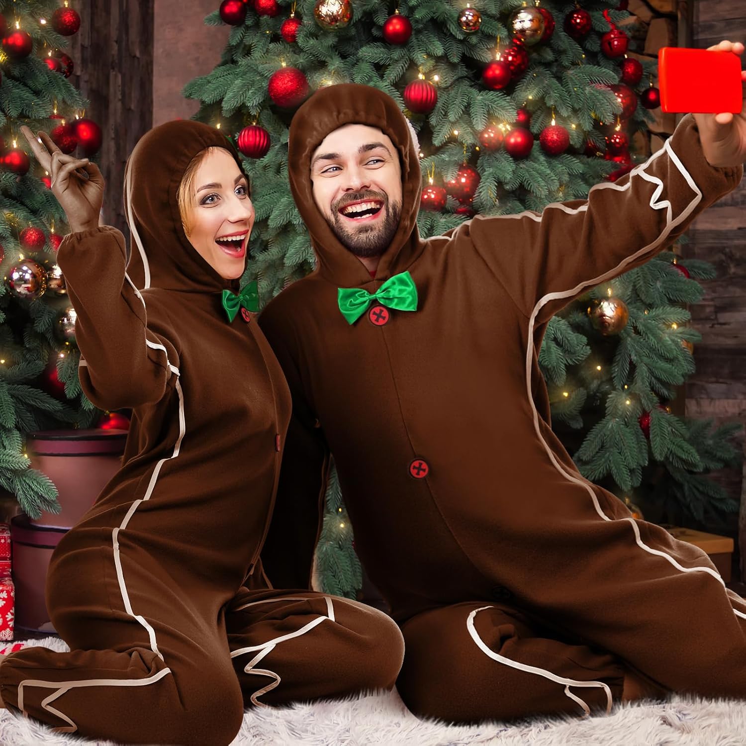 Geyoga Gingerbread Man Costume for Adults Christmas Gingerbread Man Outfit Suit Unisex Character Costume - Image 7