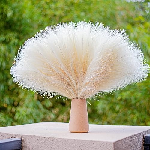 Miniatura 6 de 10 tallos de hierba de pampa sintética - 17.7" Hierba artificial de pampa decorativa esponjosa, pequeño arreglo floral de hierba de pampa y relleno