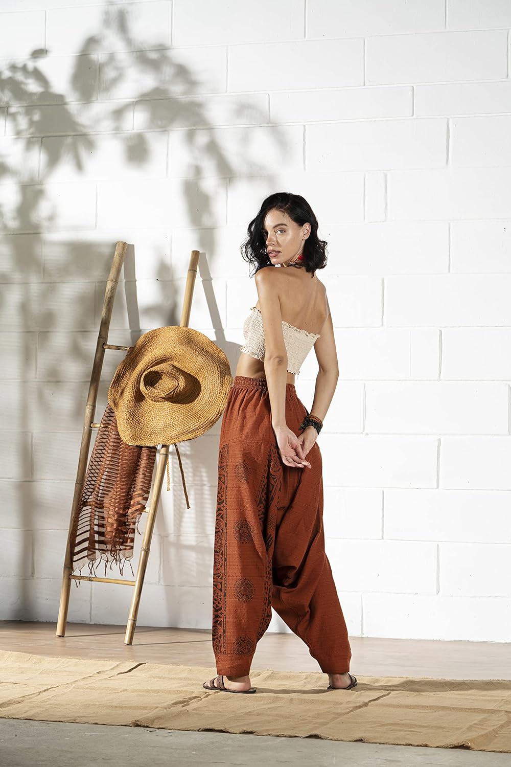 The Veshti Company Women's Printed Harem Pants - Boho Yoga Baggy Pants with Elastic Waist & Drawstring, Hippie Lounge Pants - Image 5