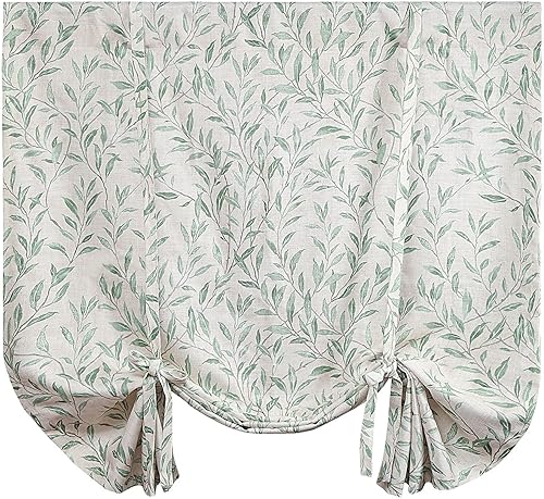 Miniatura 1 de VOGOL Panel de cortina con bolsillo para cortinero, cortinas con estampado de hojas preciosas para ventanas de cocina, paneles de cortina de 63