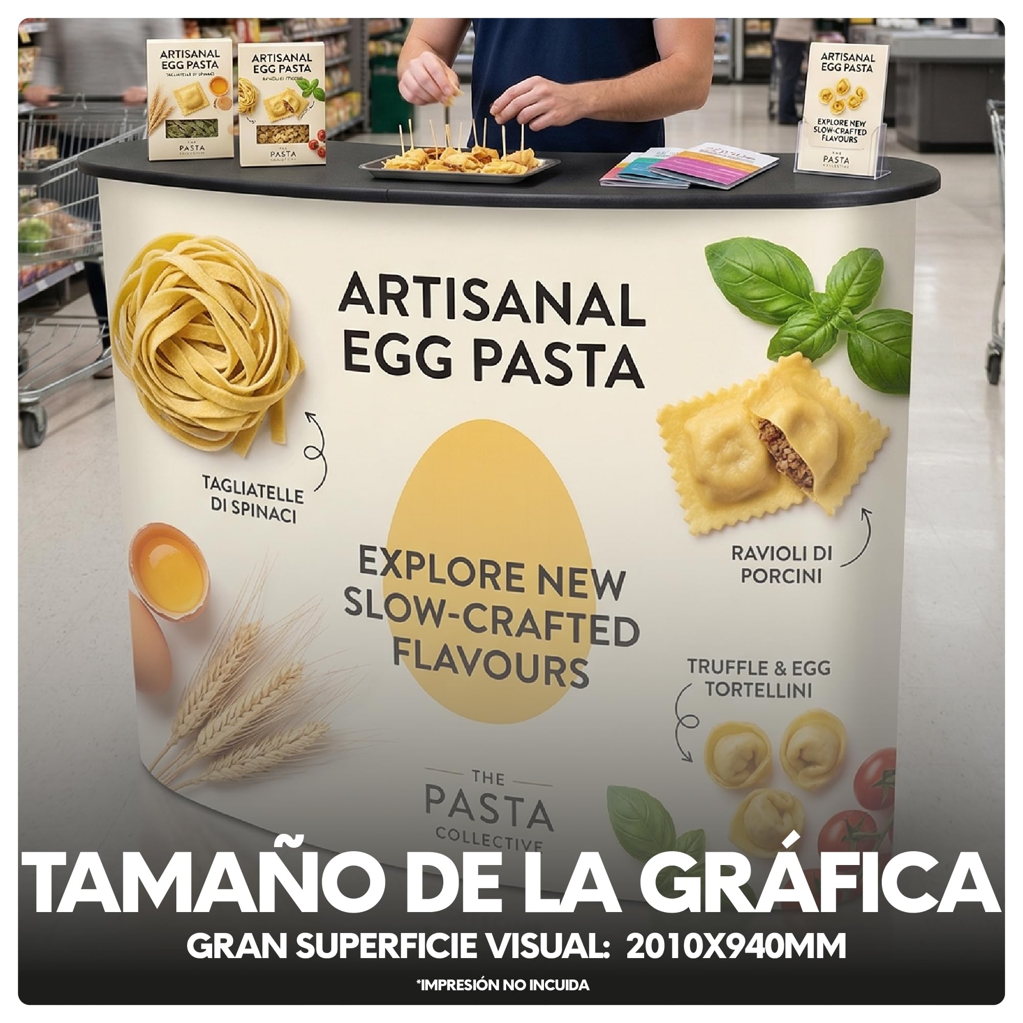 Mostrador Publicitario Magnético Ruan Plegable con Estante Interior y Bolsa de Transporte | Pop Up Promocional con Barras Magnéticas, Patas Regulables | Mostrador de Recepción | Gráfica 940x2010 mm