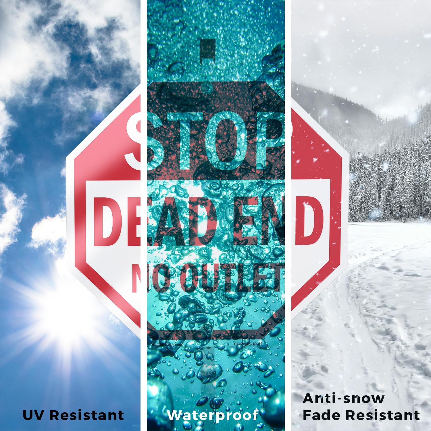 Stop Dead End No Outlet (2 Pack) 10 inch X 10 inch Octagon Plastic Signs with Aluminum Mounting Stakes Weather Resistant UV Protected for Workplace Private Property and Construction Site
