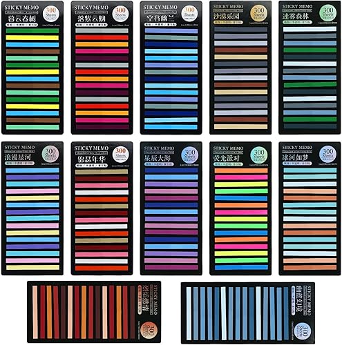 Buqoo Pestañas de marcadores de página pestañas adhesivas coloridas de índice para resaltadores tiras mini transculentes banderas de página de PET