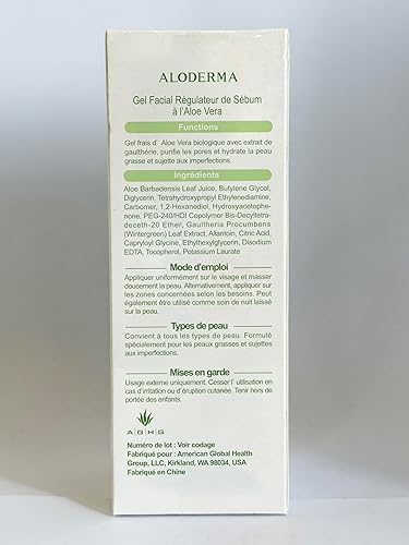 Miniatura 6 de Aloderma Gel limpiador de aloe para tez clara con 90% aloe vera orgánico, loción facial hidratante y controladora de aceite con alantoína, extracto