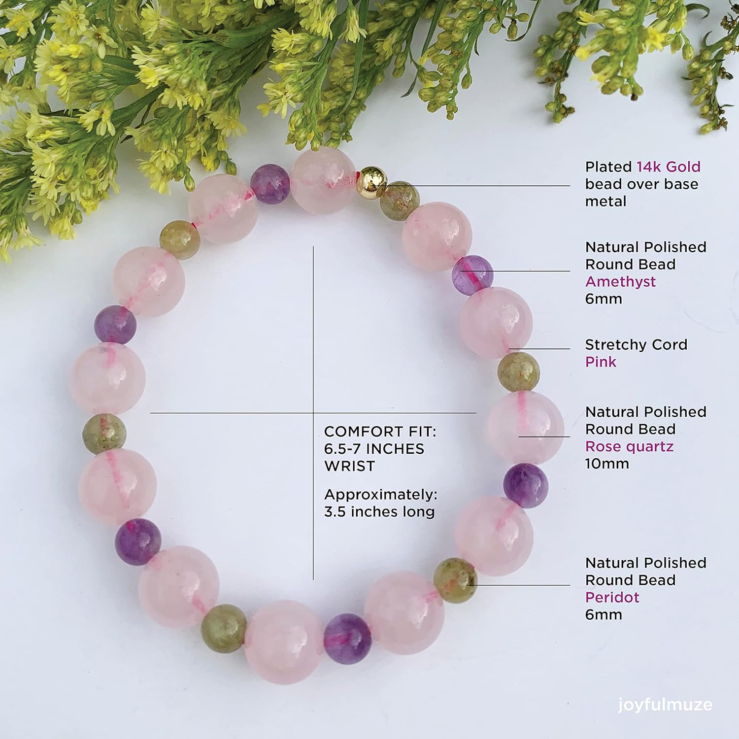 Natural Gemstone Stretch Sacking Bracelet, Handmade 8mm Energy Beads, Peridot, Clear Quartz, Amethyst, Turquoise, Citrine, Rose Quartz, Spiritual Jewelry, Women Comfortable Gift