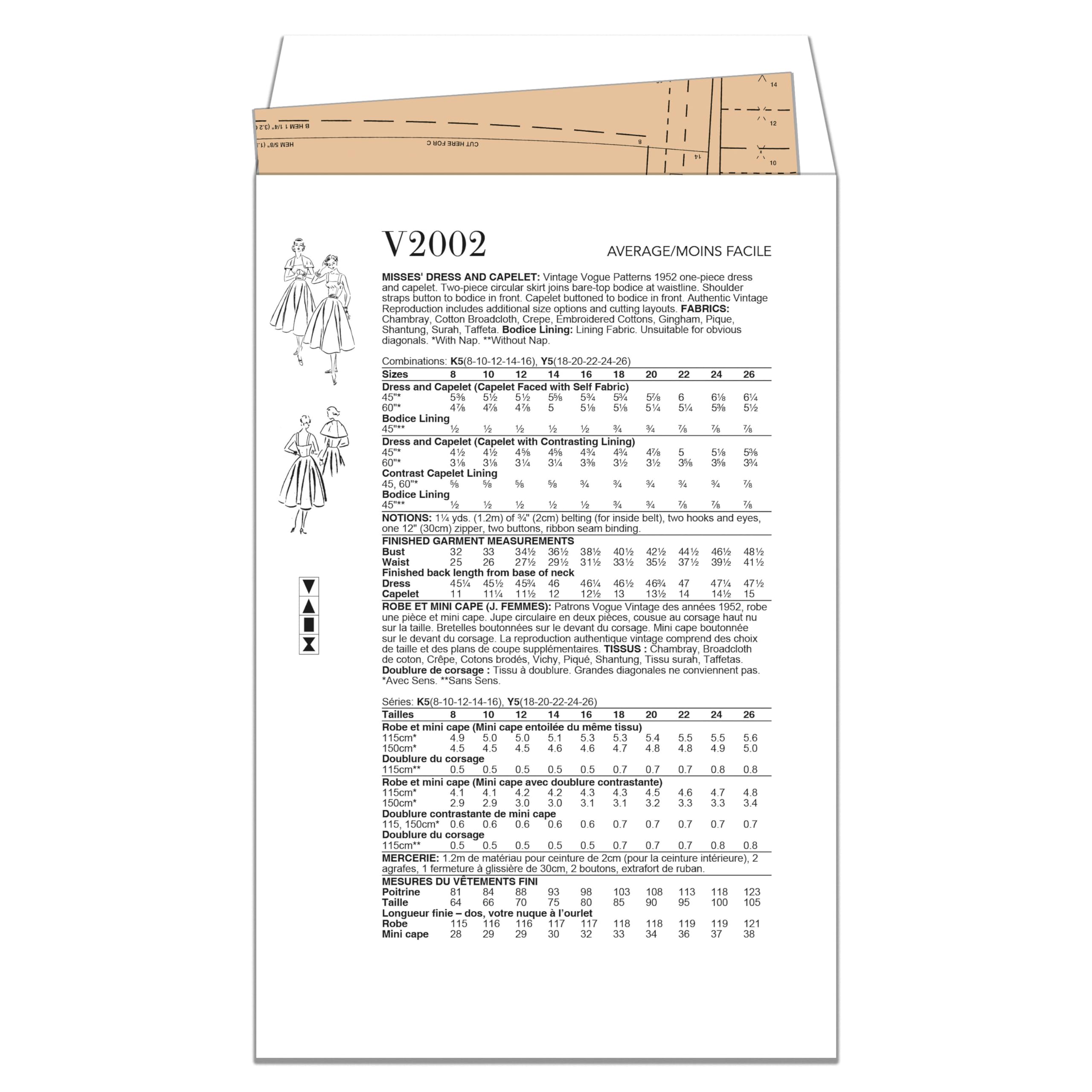 Vogue V2002Y5 Misses' Dress and Capelet Y5 (18-20-22-24-26), Multicoloured - Image 2