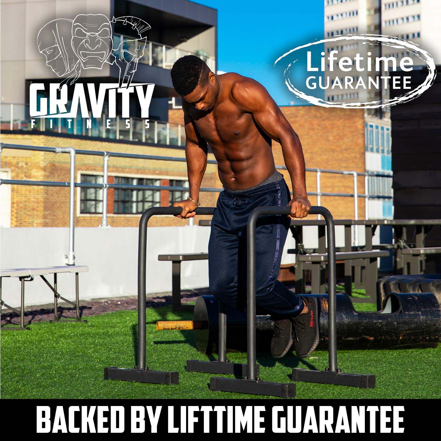Gravity Fitness Parallettes, Dip Bars XL New 38mm Handles for