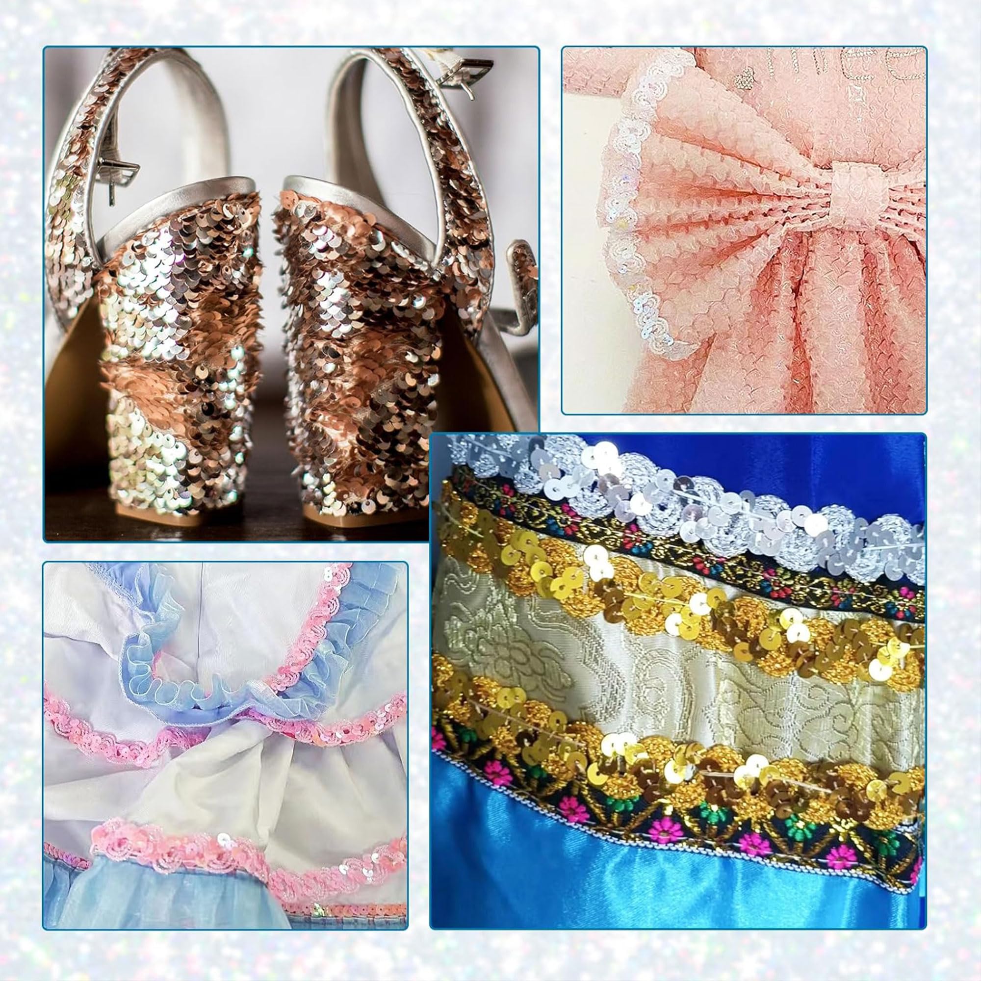 13 Meter Glitterschuimlint Met Pailletten – 15 Mm Breed – Golvend Design – Voor DIY-kleding, Accessoires En Feestdecoratie