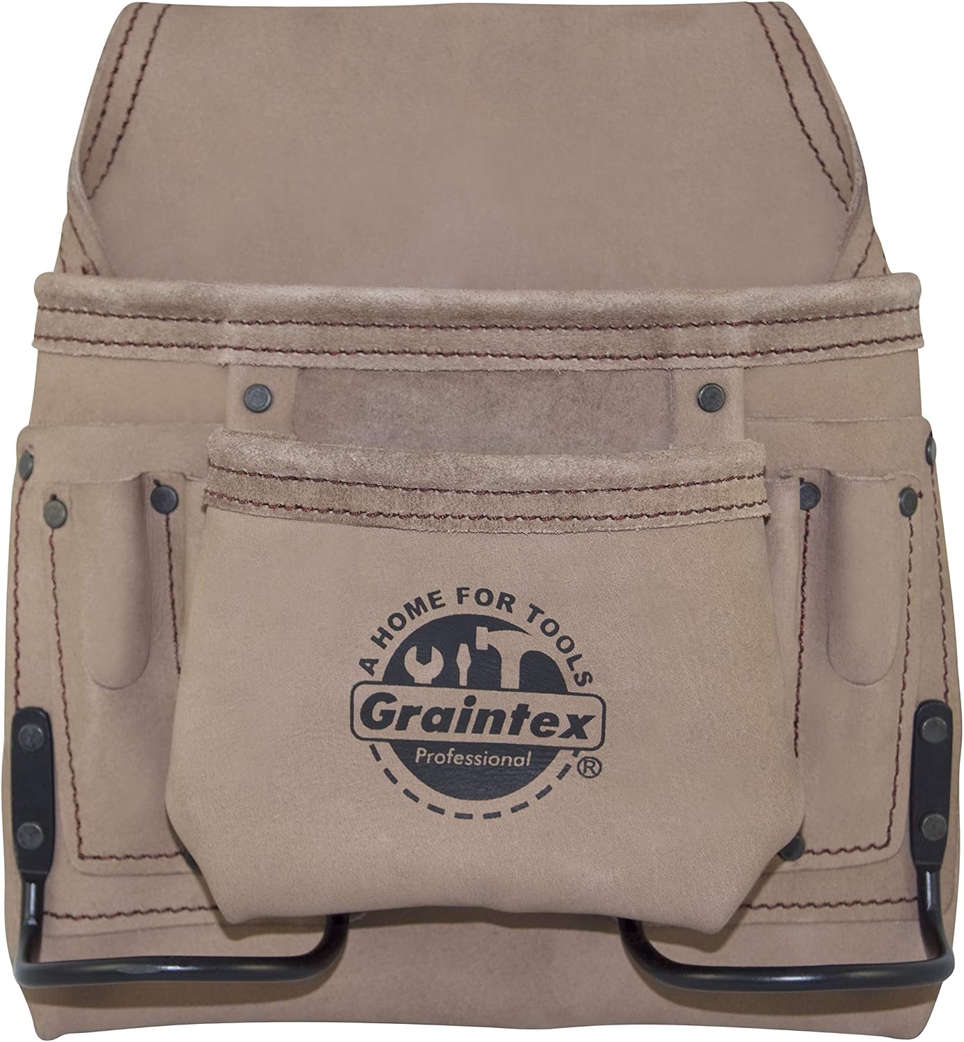 Graintex ST2042 8 Pocket Nail & Tool Pouch Natural Top Grain Leather for Framers, Constructors, Electricians, Plumbers, Handymen