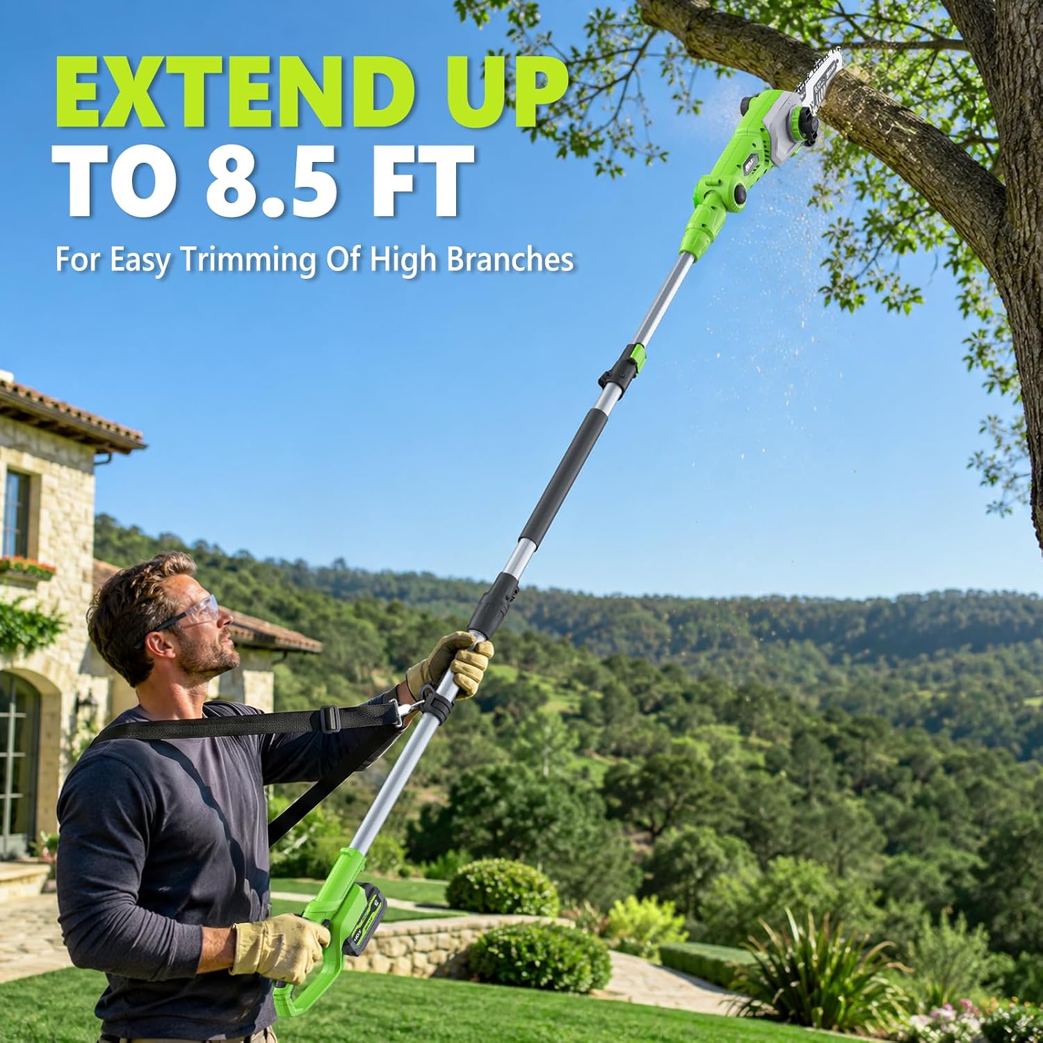 40V 2-in-1 Cordless Pole Saw & Hedge Trimmer, 8" Cutting Bar & photo 3