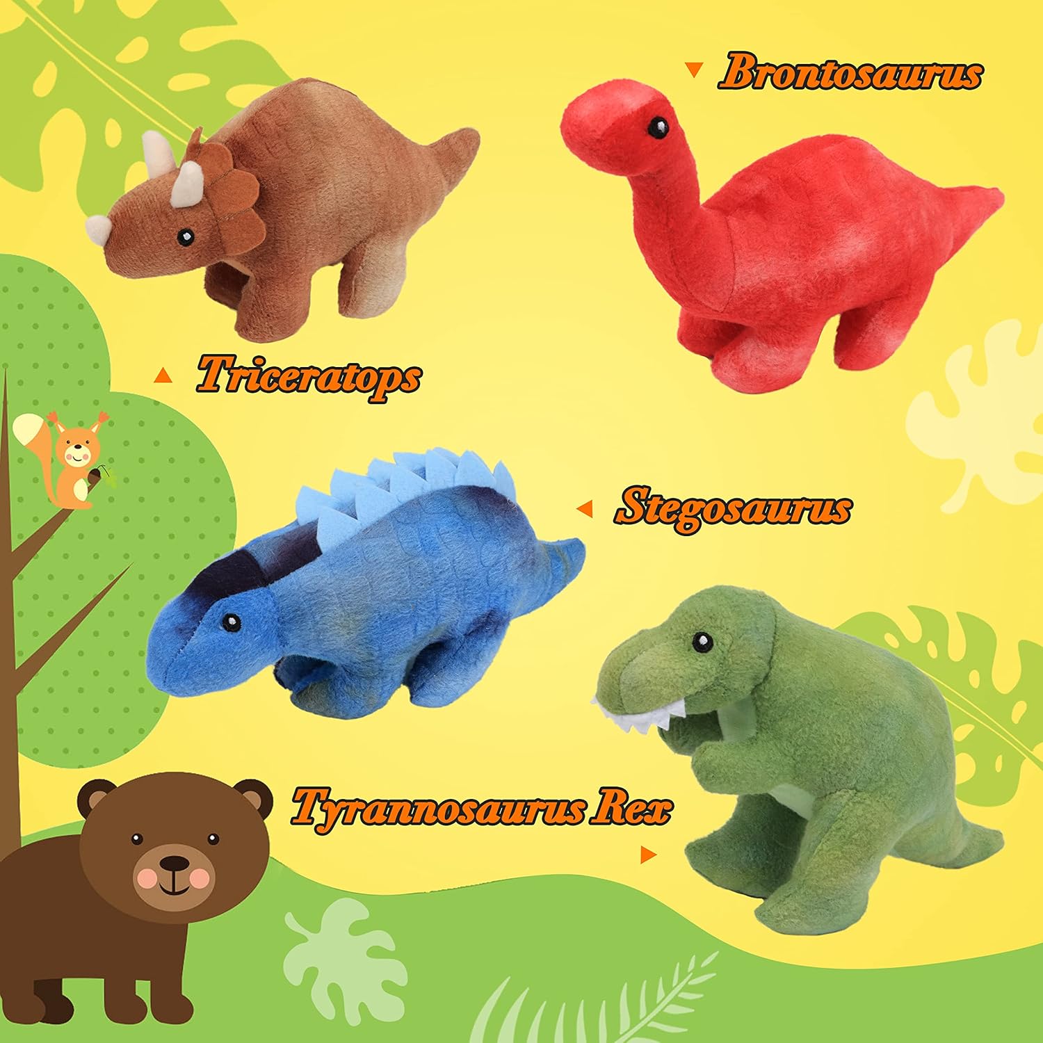 Hopearl Dinosaur Plush Volcano House with 4 Baby Dino Stuffed Animals Storage Bag Playset Toy Plush Toy Set Gifts for Kids, Boys & Girls Ages 3+, 11''
