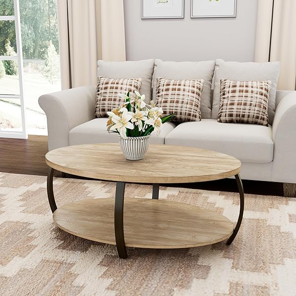 Natural Pine Oval Table with Curved Legs
