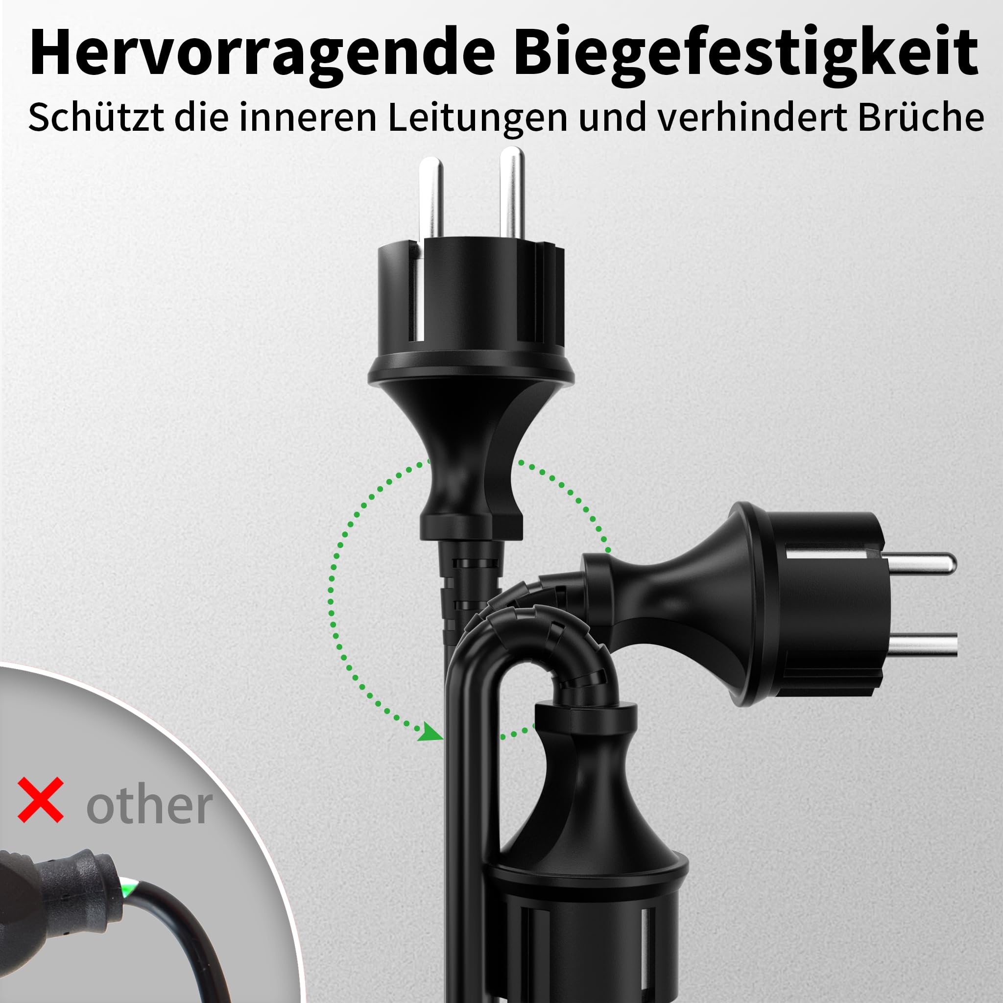 POWGRN Cable alargador para exteriores de 25 m, color negro, cable de goma pesado H05RR-F 3G1,5, cable de alimentación flexible con cinta de almacenamiento, adecuado para exteriores