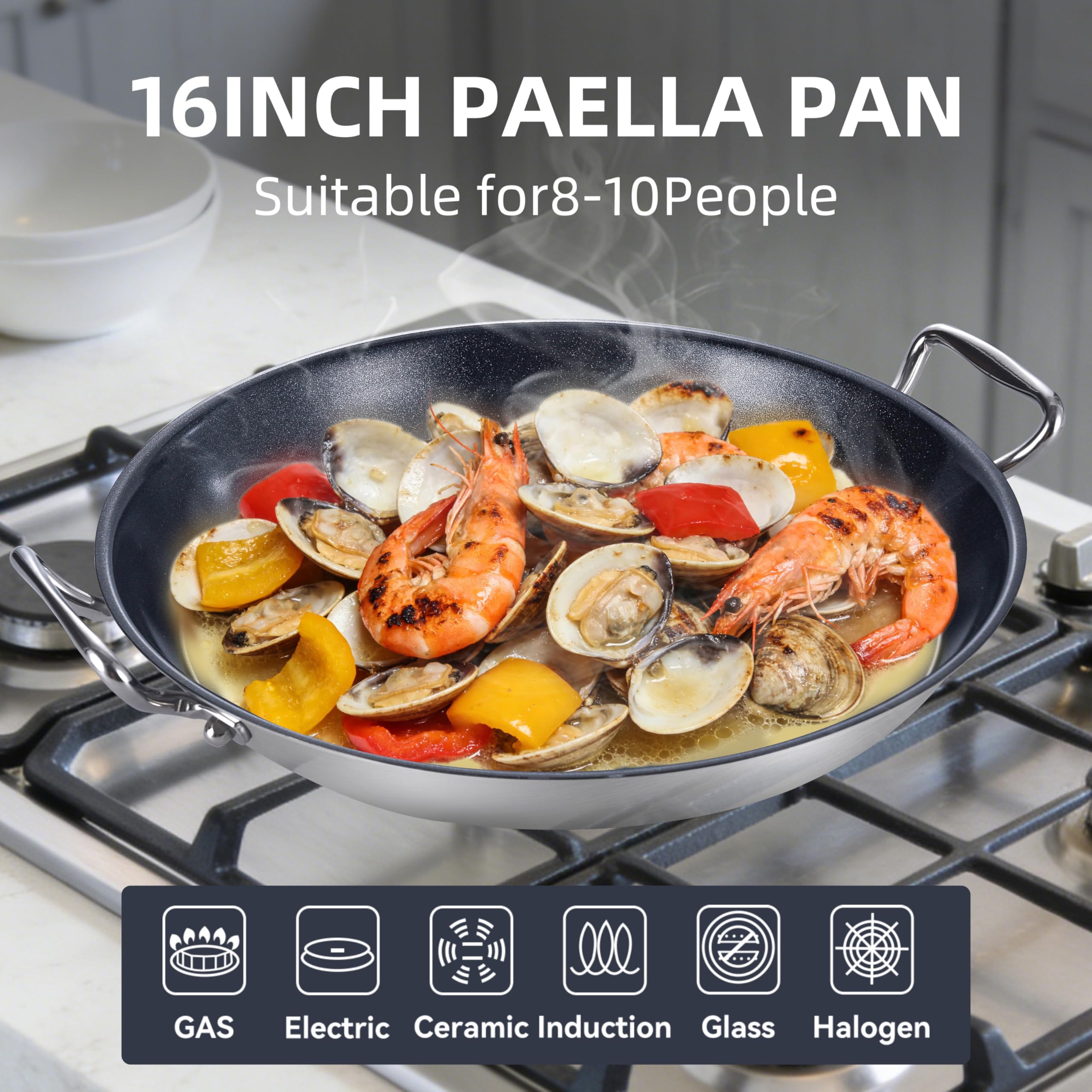 LOLYKITCH Paella Pan - 16 Inch Nonstick -5