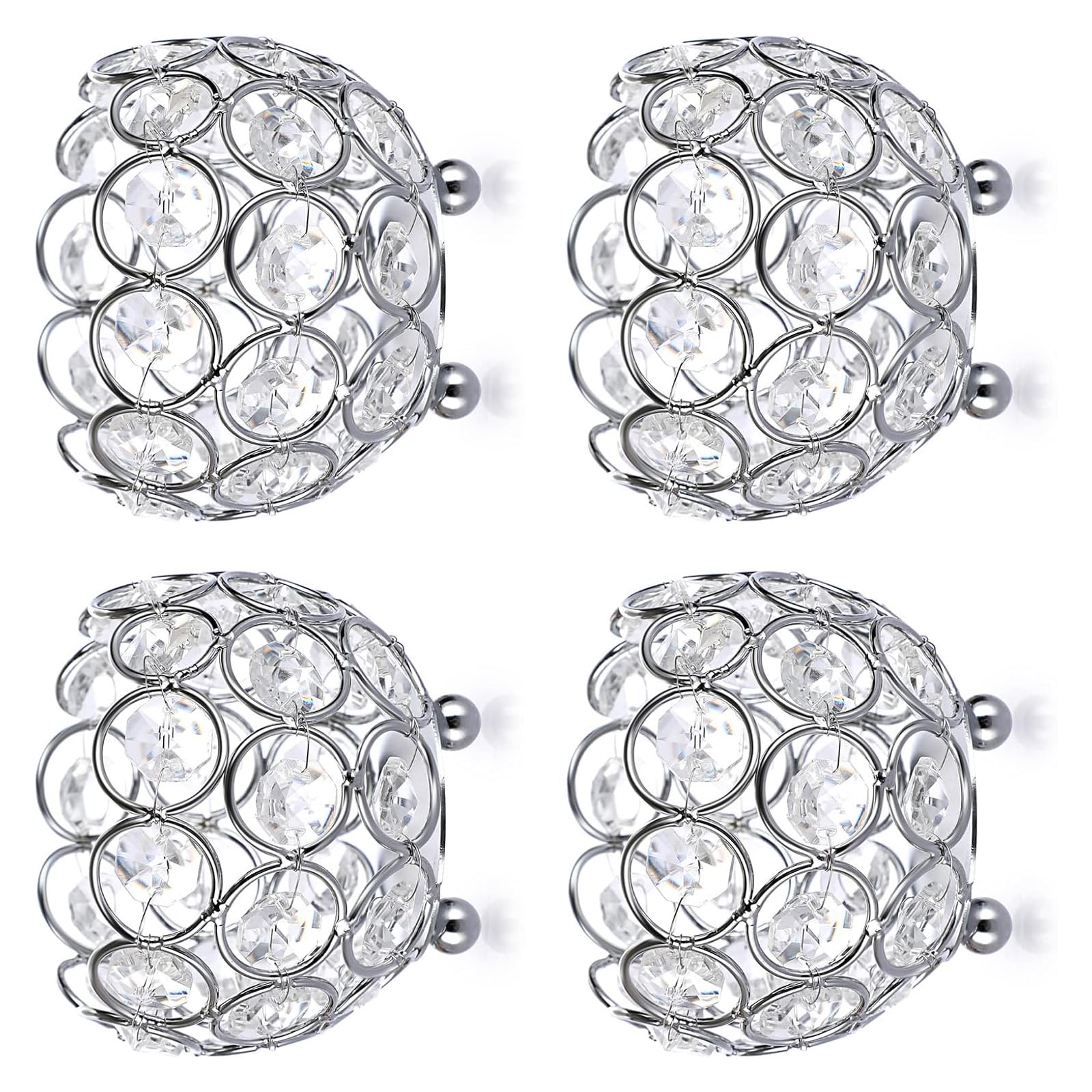 Photophore en cristal et métal lot de 4 pour décoration de table mariage