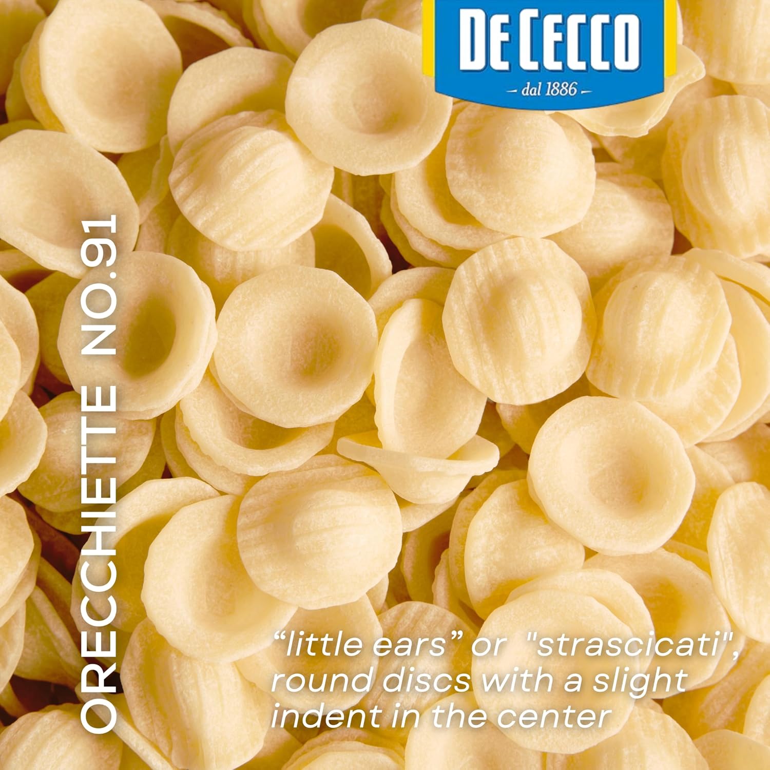 De Cecco Orecchiette No. 91 Pasta, 16 Oz (Pack of 12), Authentic, Slow Dried, Made with Durum Wheat, Versatile Pasta for Sauces & Recipes, Made in Italy