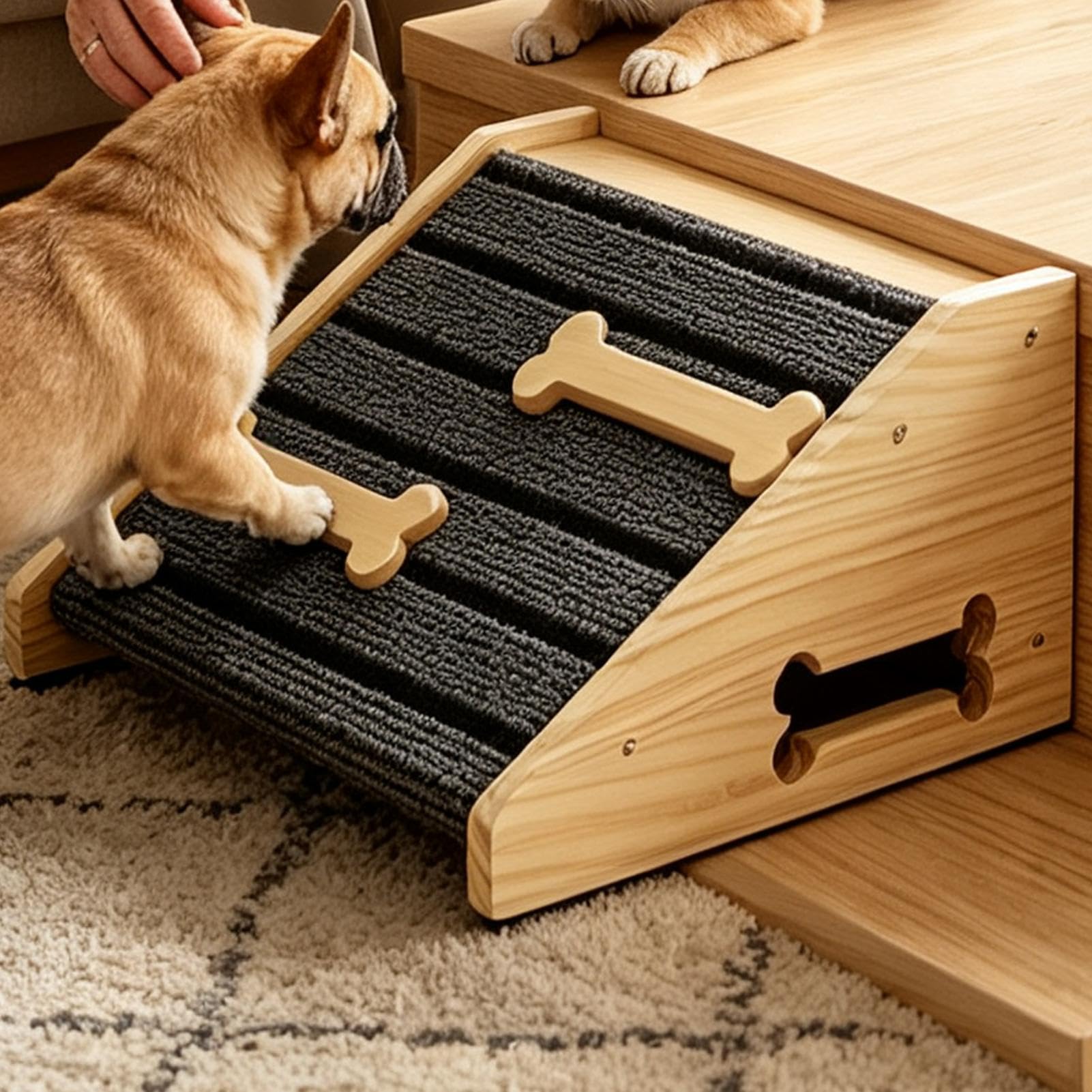Rampa De Escaleras para Perros Pendientes en cuña Antideslizantes y | Rampa Auxiliar de Escaleras Caninas mascotas lesionadas o mayores, interior, exterior, apartamento, porch