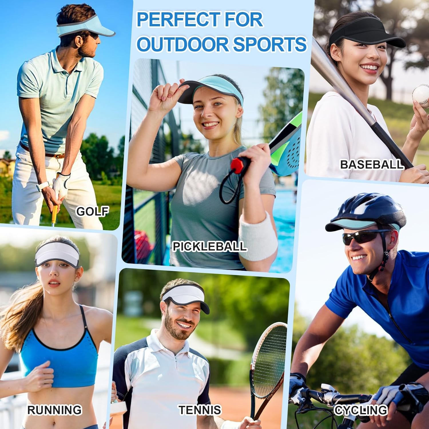 Sports Sun Visor for Men Women, Lightweight Soft Quick-Dry Visor Hat, Packable Tennis Golf Running Visor - Image 6