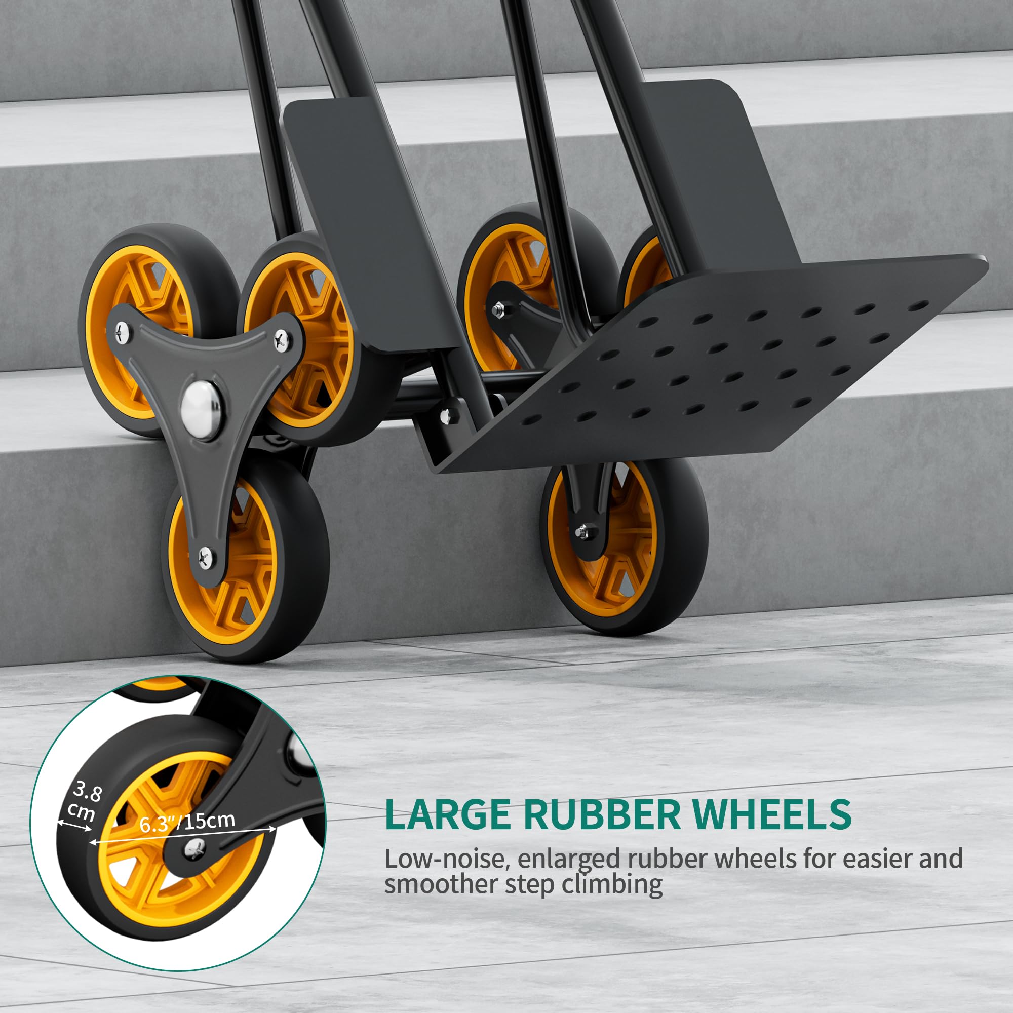 YITAHOME Carrello per Salire le Scale,150 kg Carrello Portapacchi per Scale con superfici morbide e cuscinetti a sfera, 2 corde estensibili
