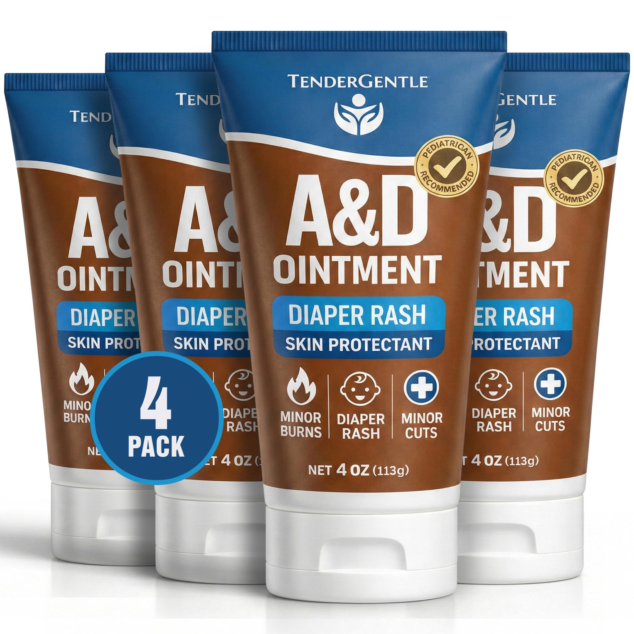 Vitamin A&D Ointment for Baby Diaper Rashes - 4 oz Tube, 4 Pack - A and D Ointment for Adults, Seniors, and Babies