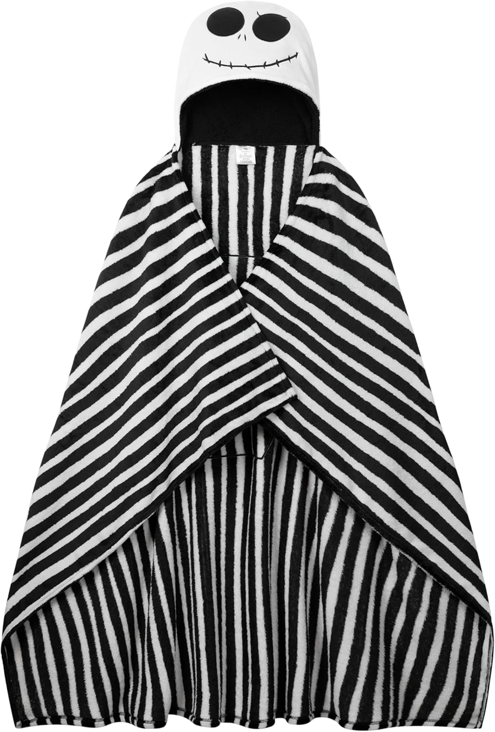 Disney Nightmare Before Christmas Blanket Fleece 59x51” Soft Bed Throw Sofa Couch Flannel Throw, Room Decor, Cozy, Warm Festive Gifts for Kids (Black/White Hood)