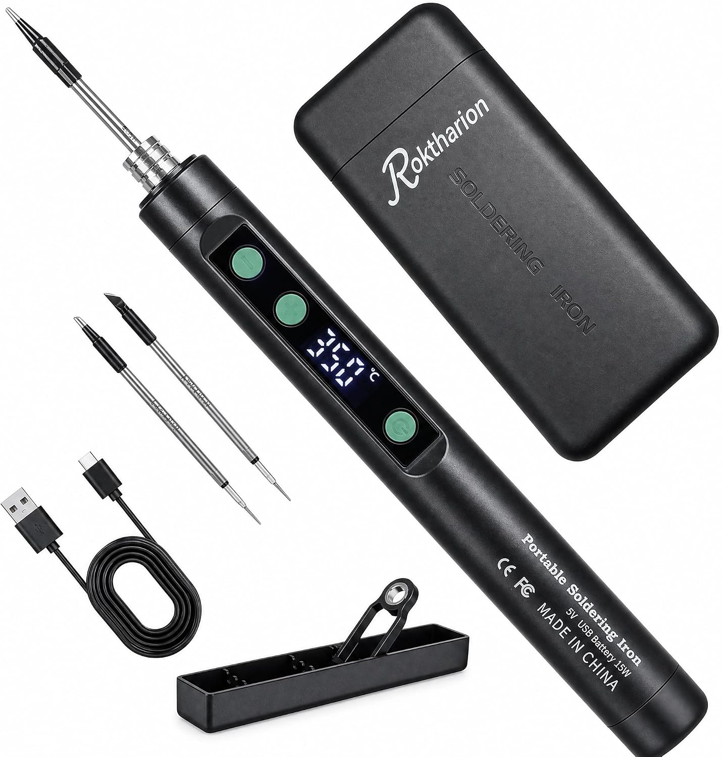 Cordless Soldering Iron, Digital Soldering Pen for Electronics, Black
