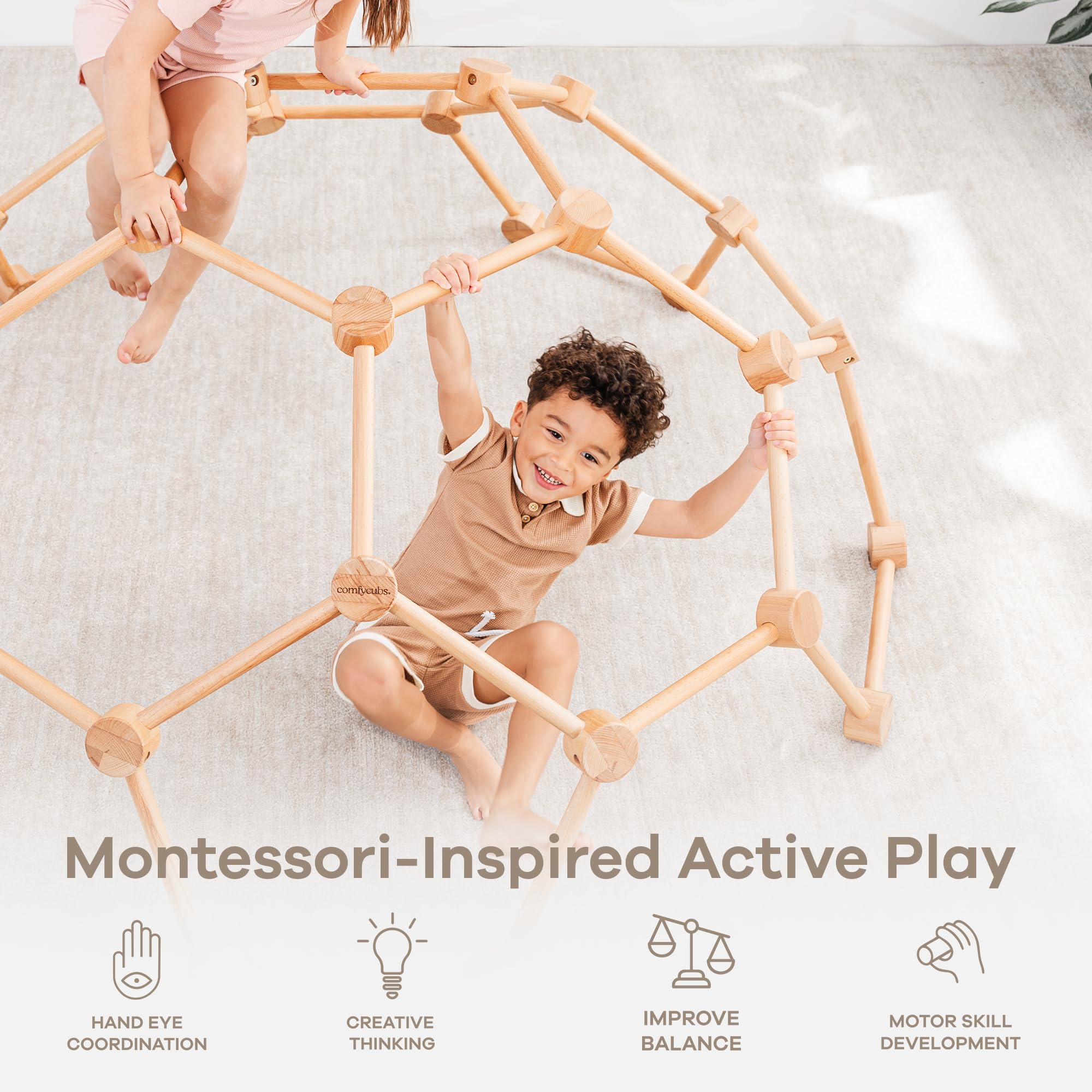 Gimnasio de madera para niños de 3 a 6 años - Escalador Montessori para niños - Juguete de escalada seguro de hasta 120 libras - Escalador infantil fácil de montar para juegos activos - 4