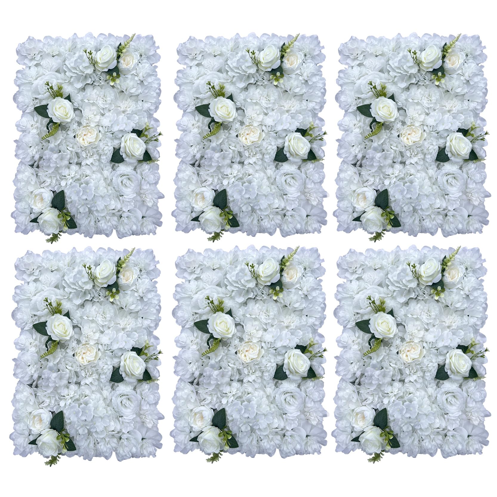 GOUZIBHD 6PCS Artificial Flower Wall Panels 3D Rose Wall Mat,Faux Flower Wall Mat for Photo Background Home Wedding Party,Silk Flower Panels,Floral Wall Panel(Color:White)