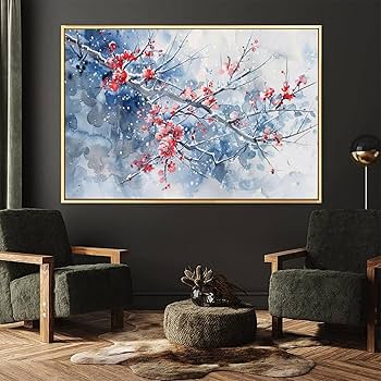 絵画　インテリア　絵　油絵　F4-090516　花（梅） 絵画 インテリア 絵 額付 (黒) 油絵 F4-090516 花（梅）