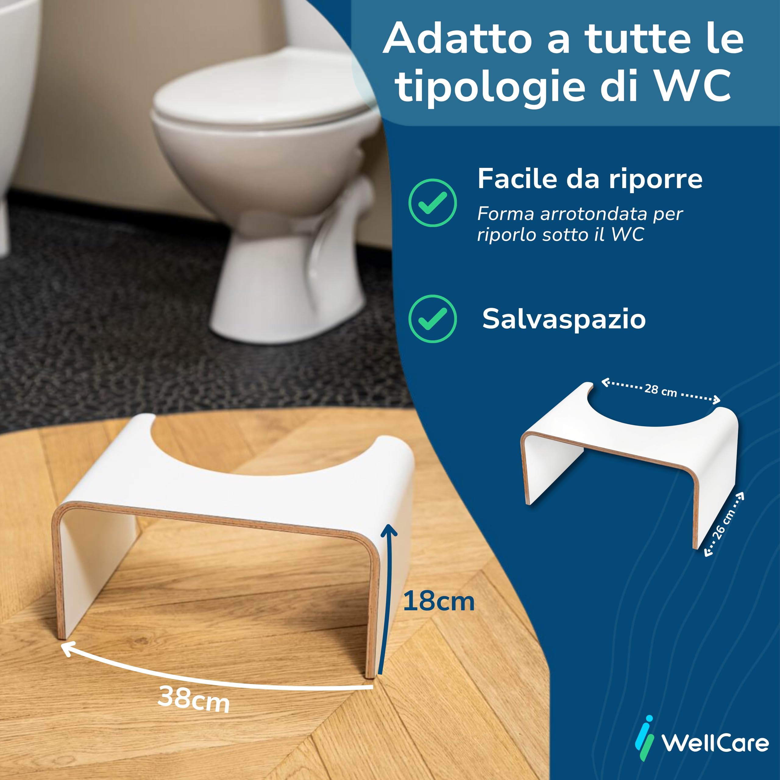 Sgabello Per WC Posizione Accovacciata - Antiscivolo, Portatile, Per Bagno, 37x22x15 Cm - Foto 6