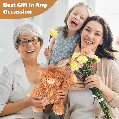 Miniatura 5 de Peluche de vaca de las Highlands calentable y enfriable, peluche de vaca microondable con almohadilla térmica para el dolor menstrual, peluche de