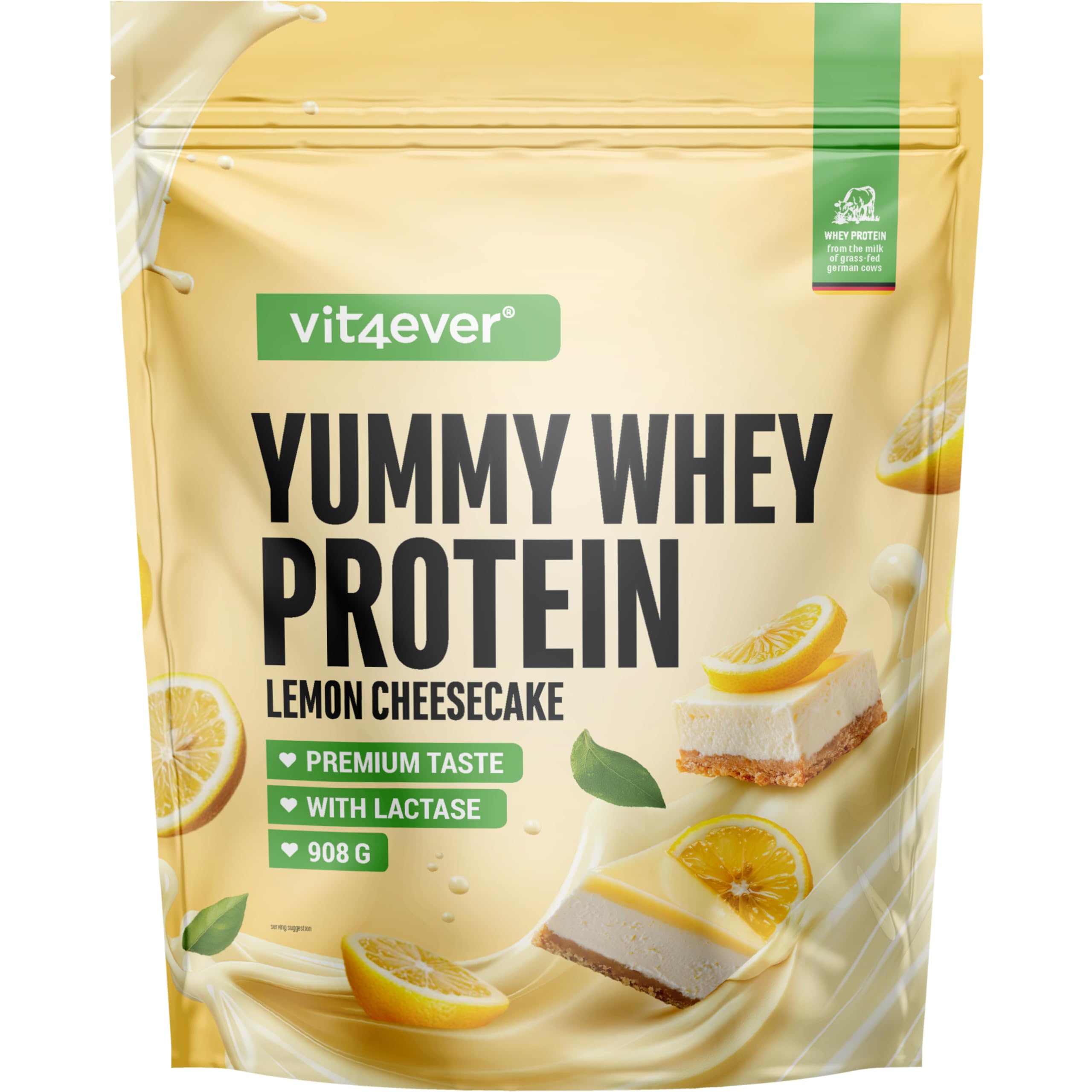vit4ever Yummy Whey Proteinpulver - 908g - Lemon Cheesecake